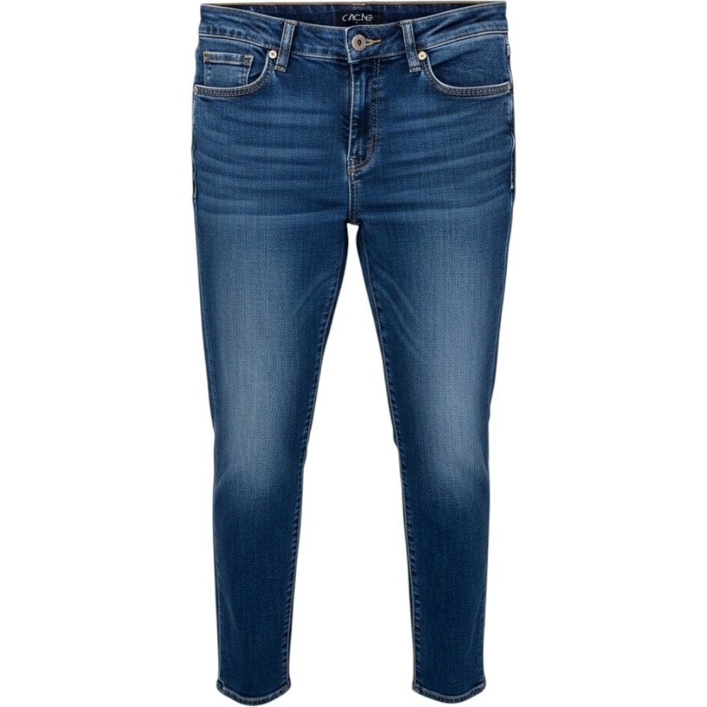 Cache Skinny Straight Leg Jeans Blue Denim Studded Ankle Hem Womens Size 6